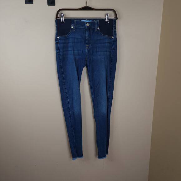 7 For All Mankind Secret Fit Belly B(AIR) Ankle Skinny Maternity Jeans 26 - Picture 1 of 12